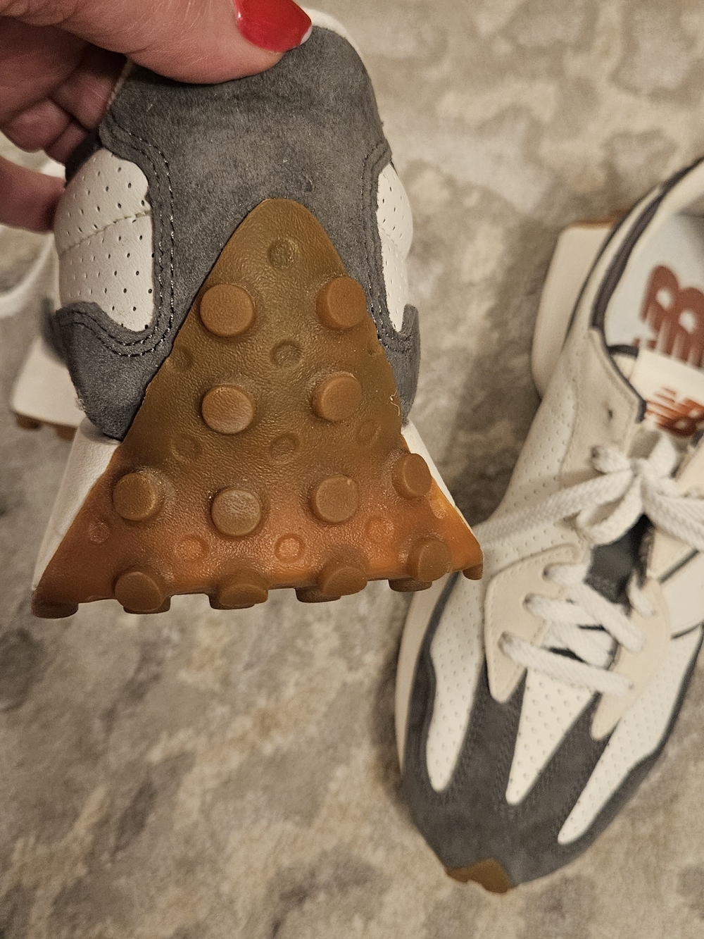 New Balance Castlerock Swa Salt White, Gray Perforated Leather Sneakers - Picture 6 of 11